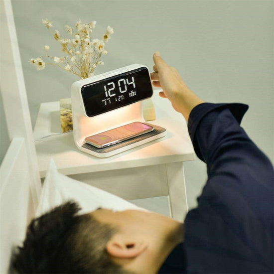 3-in-1 Bedside Lamp, Wireless Charger & Alarm Clock