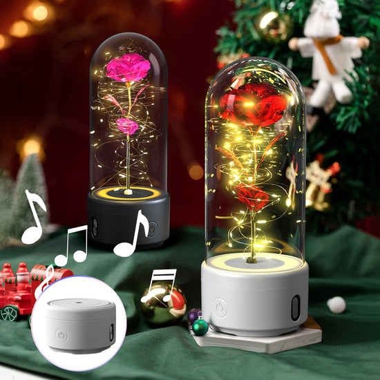 Creative 2 In 1 Rose Flowers LED Light And Bluetooth-compatible Speaker Valentine&