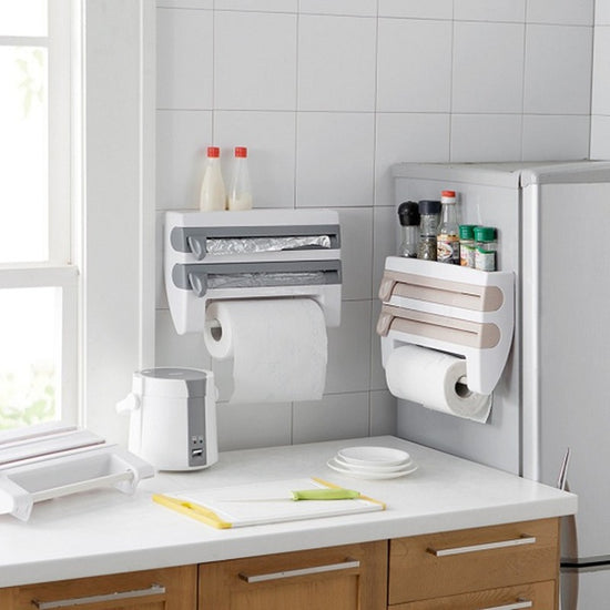 4-in-1 Kitchen Roll Holder & Dispenser | Foil, Cling Film, Tissue &