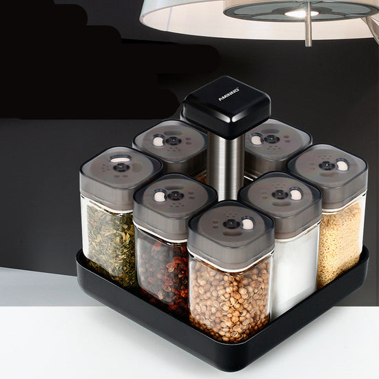 Glass Spice Jar Organizer | Airtight Pepper & Seasoning Container