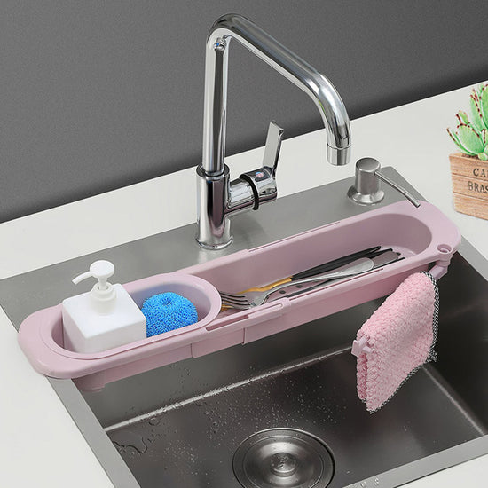 Telescopic Adjustable Sink Rack & Organiser | Soap Sponge Holder with