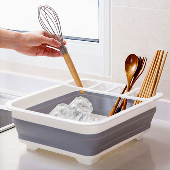 Folding Kitchen Dish Drainer & Drying Rack | Foldable Plate Holder &