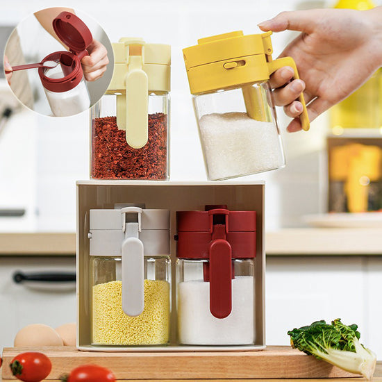 Small Seasoning Jars with Lids & Measuring Spoons | Compact Spice