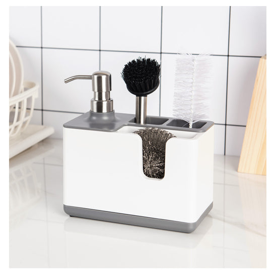 Kitchen Soap Dispenser & Cleaning Utensil Organiser | 2-in-1 Sink